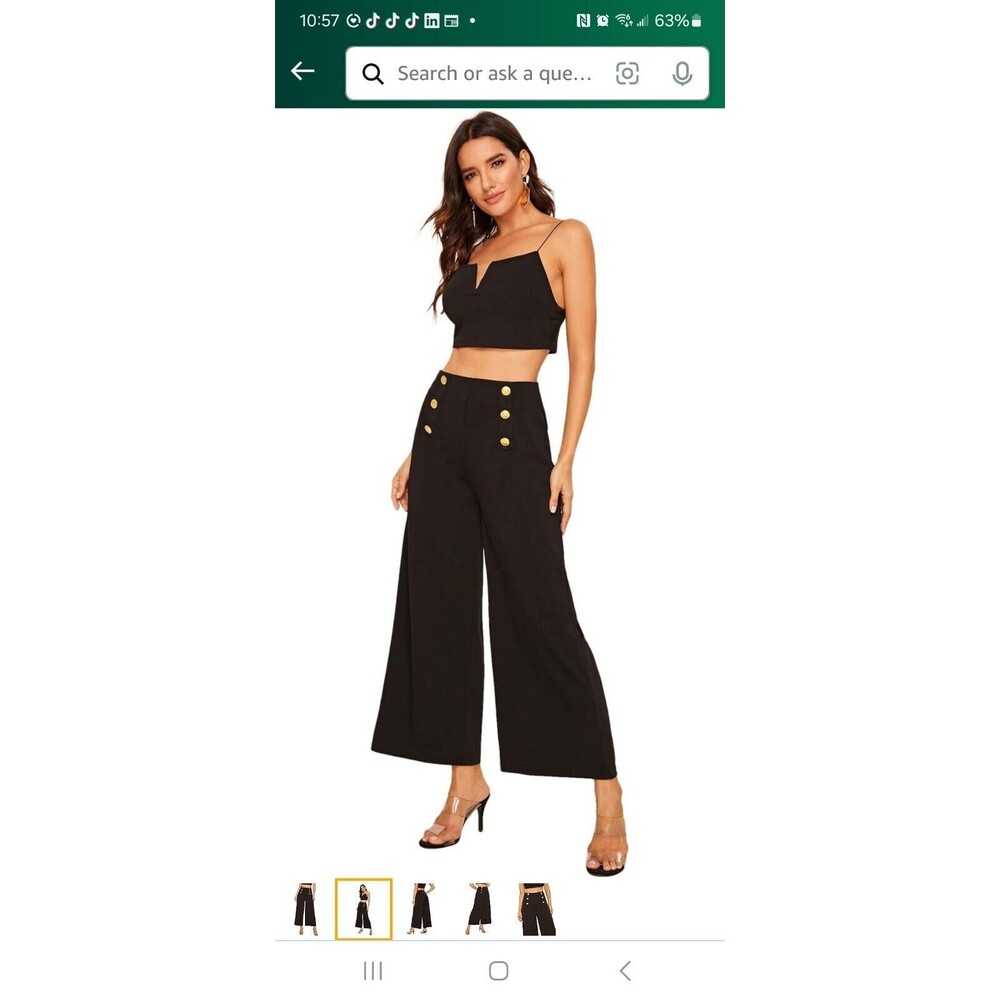 NWT! Sweaty Rocks Women's High Waist Double Breasted Wide Leg Pants, Black S D1